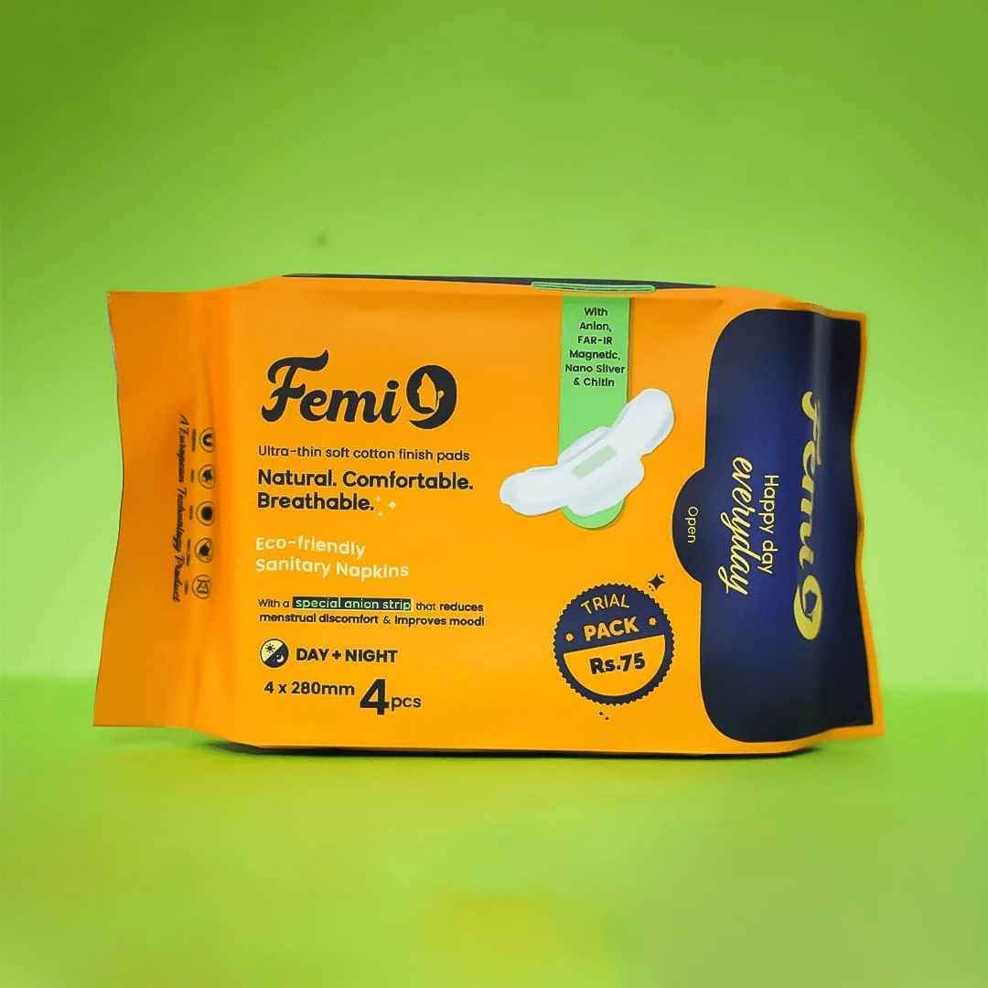 Femi9 Anion 100% NATURAL NAPKIN  Trial Pack size L 4 pcs