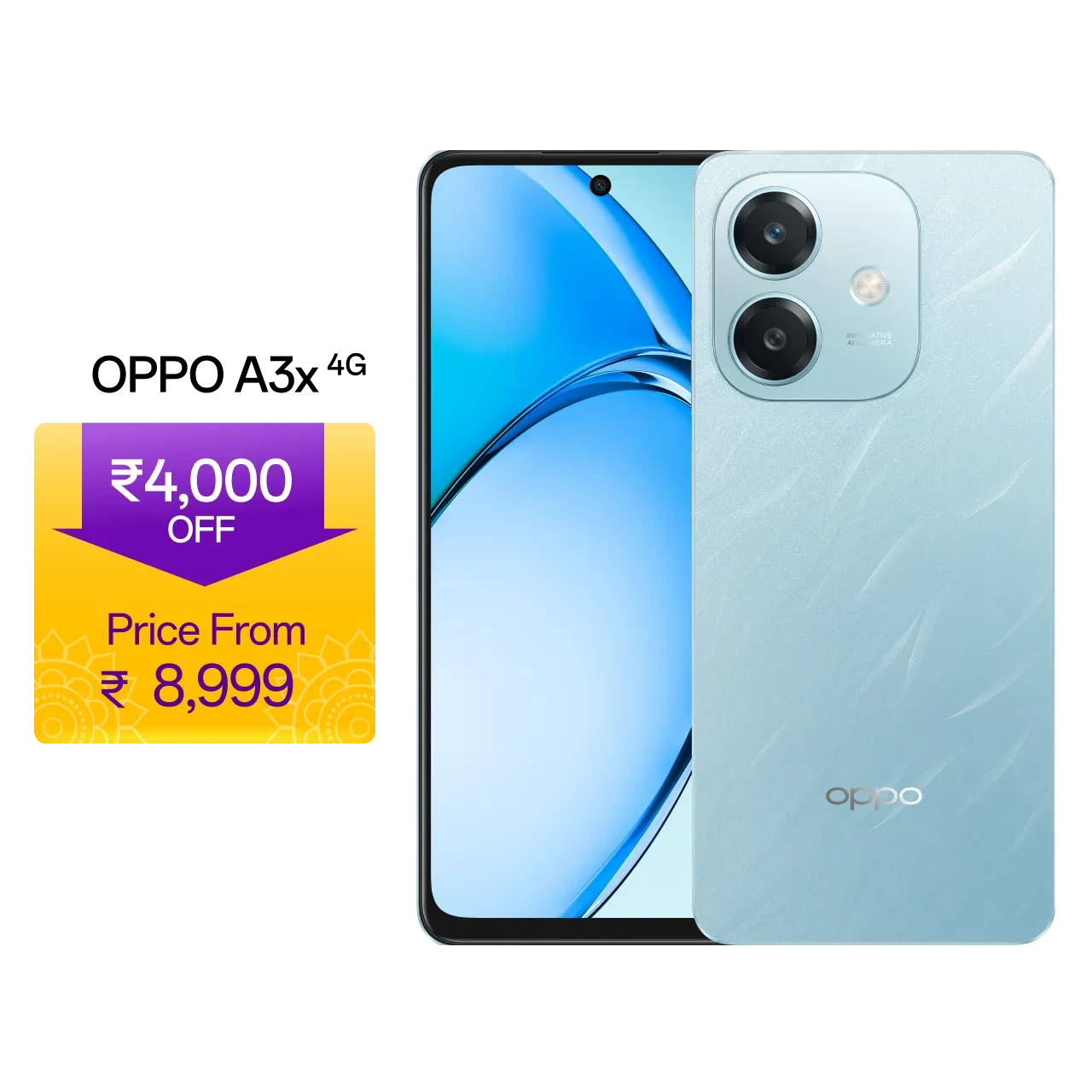 OPPO A3X 4G (Ocean Blue, 4GB RAM, 64GB Storage)