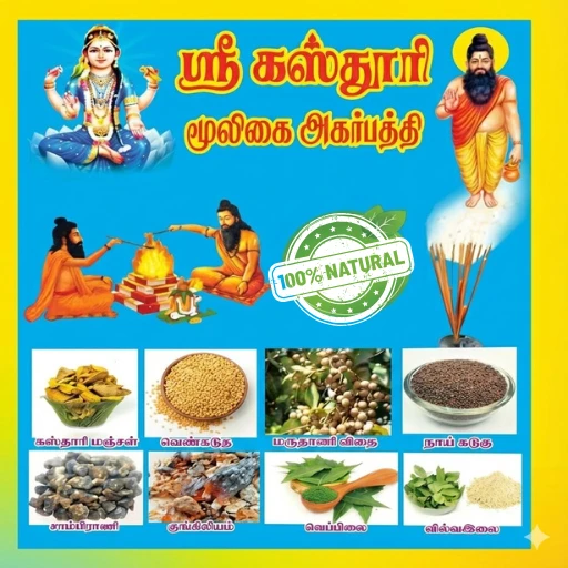 Kasthuri mooligai agar pathi (கஸ்தூரி மூலிகை அகர்பத்தி) 250gms